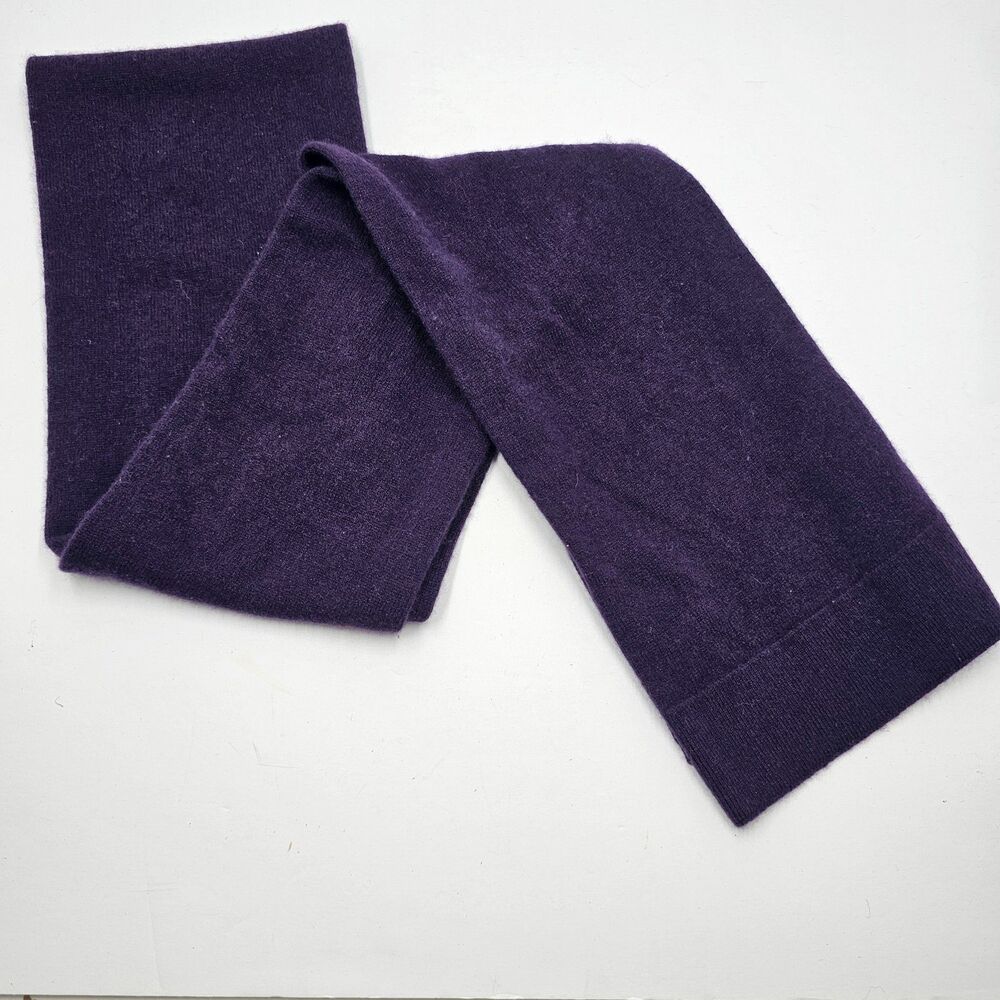 Talbots 100% Cashmere Scarf Purple Knit Winter Warm Soft Oblong Wrap 68x7.5
